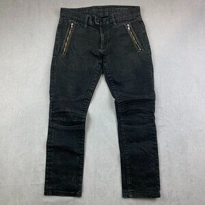 John Varvatos Mens Pants 30 Black Jeans Wight Skinny Zippers Moto Rock USA 30x27